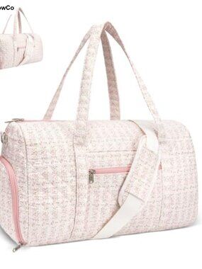 Quilted Travel Duffle Bag Gym Overnight Weekender with Shoe Compartment